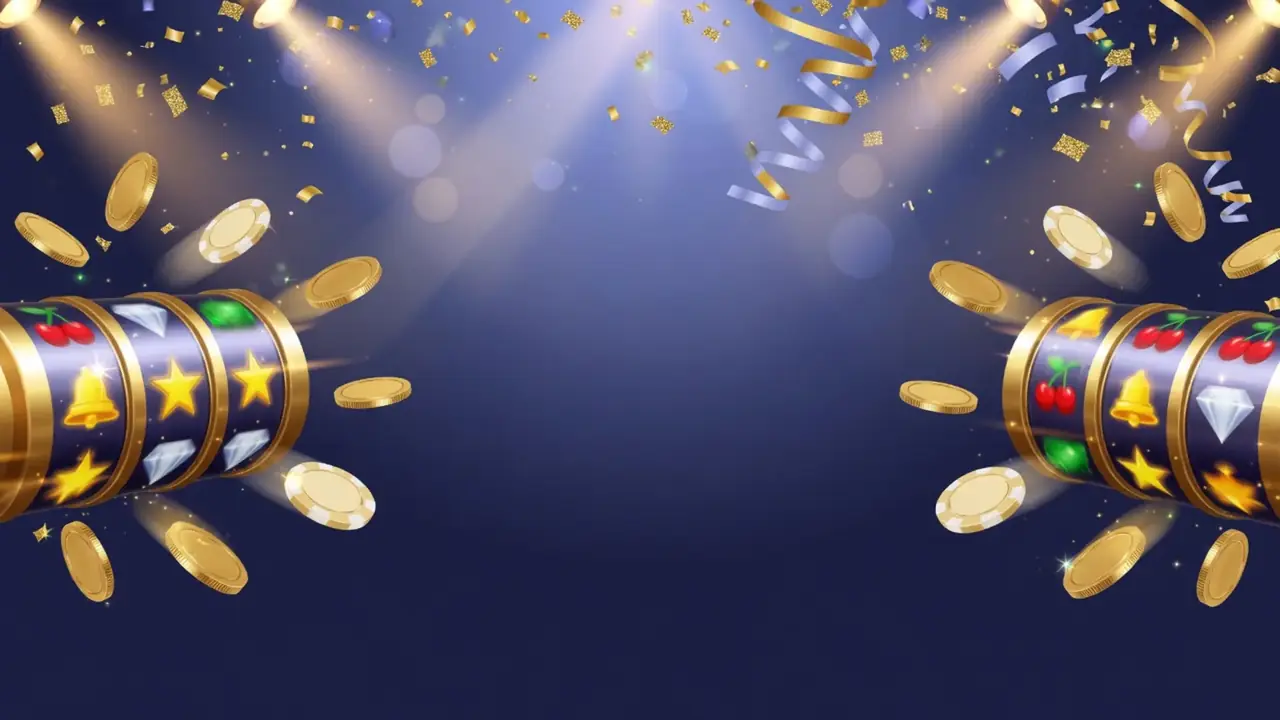 Goldene Slot-Walzen, Münzen und Konfetti bei Prime Slots Casino